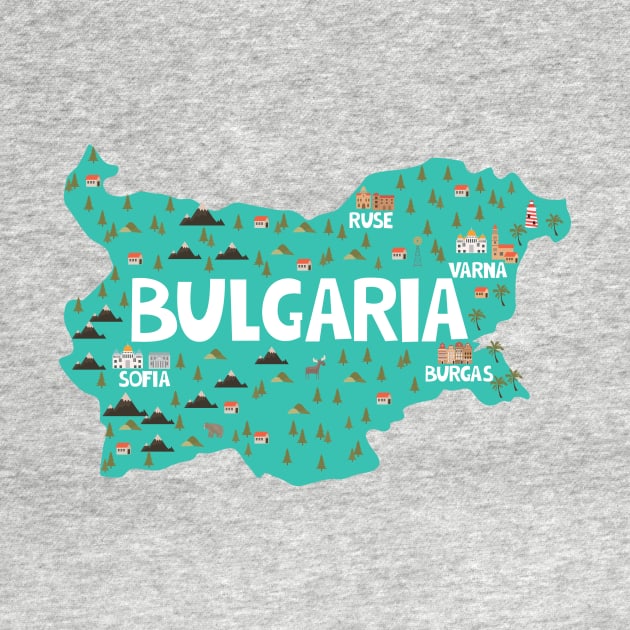 Bulgaria Illustrated Map by JunkyDotCom